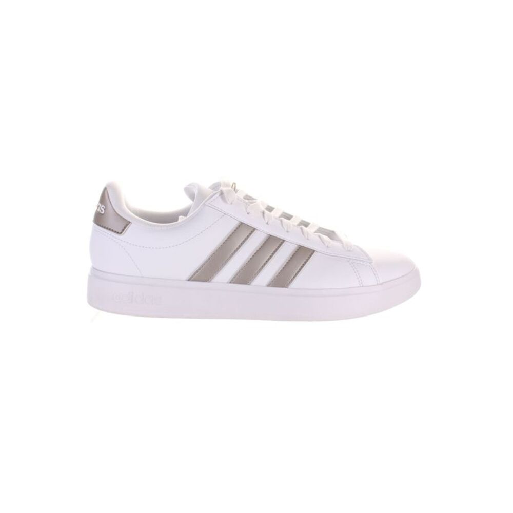 adidas White Sneakers with Silver Stripes